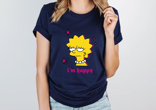 The Simpsons Lisa I Am Happy Shirts, The Simpsons Lisa Shirts, Simpson I Am Happy T Shirt, Simpsons Trend Lisa Tee, Simpson I'm Happy Shirts