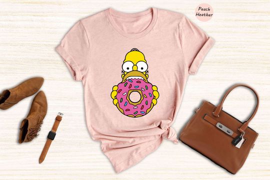 Pocket Homer Simpson Eating Donut Shirt, Simpsons Family T-shirt, The Simpsons Shirt, Simpsons Disneyland Gift Tee, Trendy Tv Series Shirt