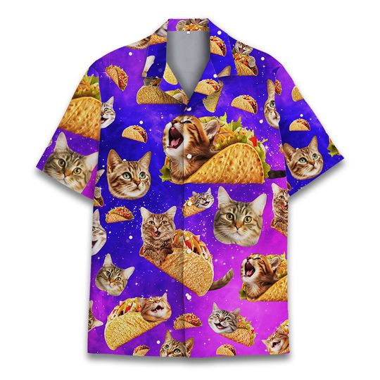 Taco Cat Graphic Hawaiian Shirt, Cat Lovers Gift