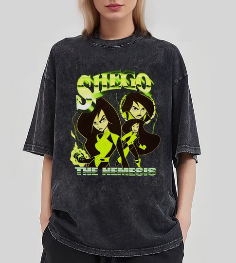 Retro Kim Possible Shego The Nemesis Mineral Wash T-Shirt, Disney Villains Washed T-shirt