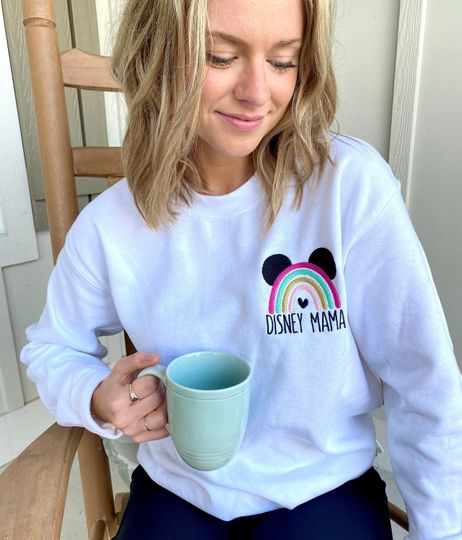 Disney Mama Crew Neck Sweatshirt, Rainbow Disney Mom Sweatshirt, Disney Mommy Sweatshirt, Rainbow Mickey Mouse Crewneck