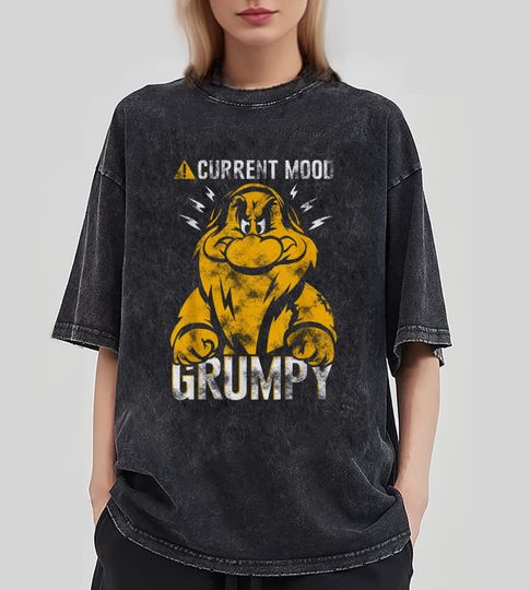 Grumpy Dwarf Current Mood  Shirt, Snow White and the Seven, Disney Mineral Wash Shirt