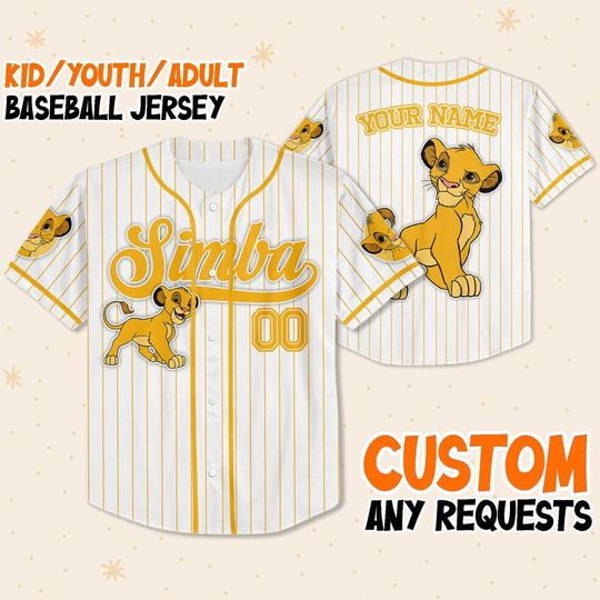 Custom Disney The Lion King Simba Simple Stripe, Custom Baseball Jersey