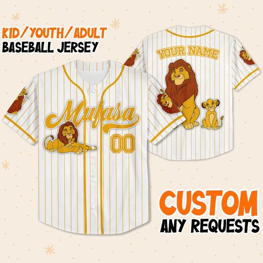 Custom Disney The Lion King Mufasa Simple Stripe, Custom Baseball Jersey