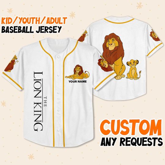 Custom Disney The Lion King Father and Son Simple, Custom Baseball Jersey