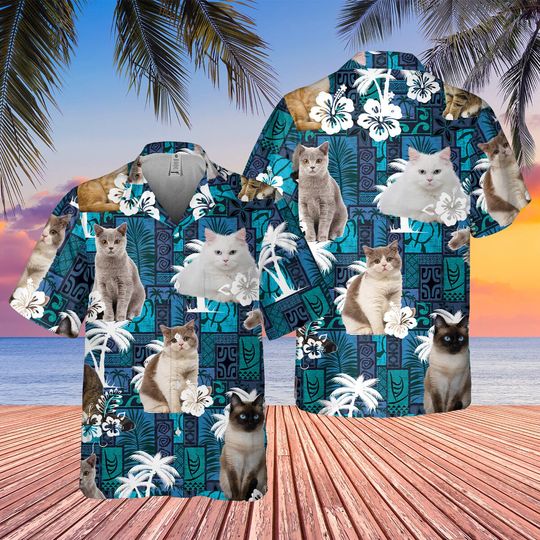 Discover Cat Hawaii Shirt, Cat Hawaiian Shirt, Tropical Cat Hawaii Shirt, Gift For Cat Lover Summer