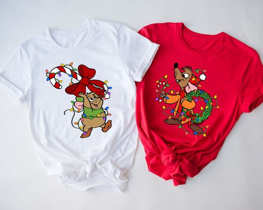 Jaq And Gus Gus Christmas Lights Shirt