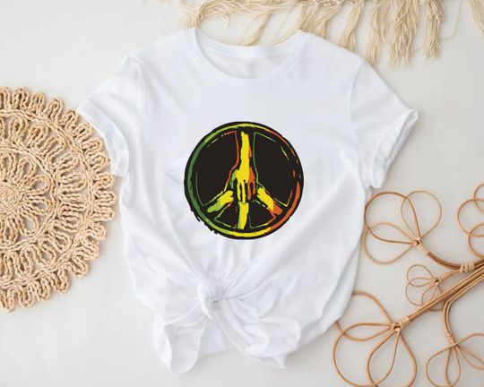 Discover Peace Sign Bob Marley T-shirt, Graphic T-Shirt