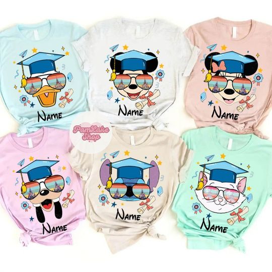 Personalized Mickey and Friends Disney Family Graduation Shirt, Graduate From the Tassel to the Castle