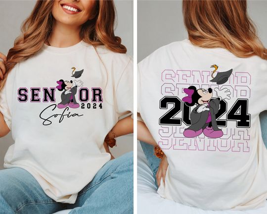 Custom Disney Senior 2024 Shirt, Minnie Mouse Graduation 2024 Shirt, School Graduation T-shirt