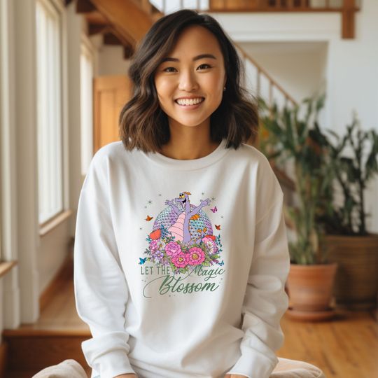 Comfort Colors Figment Let The Magic Blossom Sweatshirt, Disney Epcot Flower And Garden Festival 2024 Sweatshirt, Epcot Princess Sweatshirt