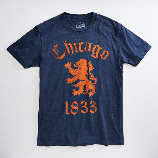 Chicago Lion Triblend Unisex T-Shirt. Soft navy tee for men and women.