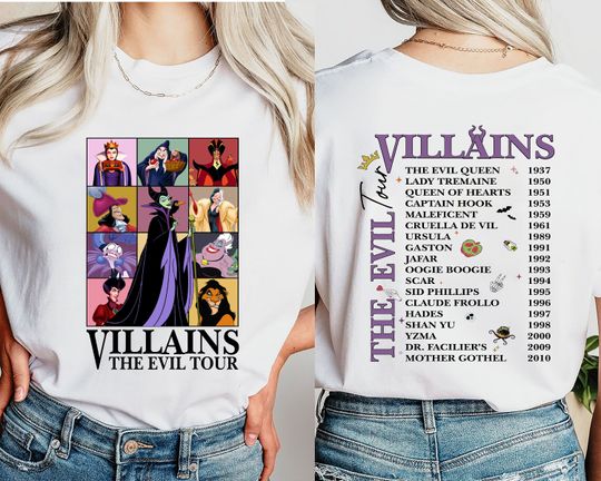 Villains The Evil Tour Disney Shirt, Disney Evil Queens Tee, Retro Disney Villains Characters Shirt, Evil Queen Matching Shirt, Bad Witches