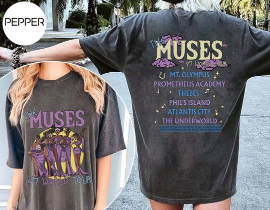 Vintage 2-Sided Disney Hercules Shirt, Retro The Muses 97 World Tour Double Sided T Shirt