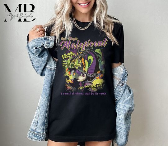 Disney Sleeping Beauty Villains Maleficent Dragon Silhouette T-Shirt, Aurora Princess and Philip Prince Tee, Disneyland Vacation Trip Gift