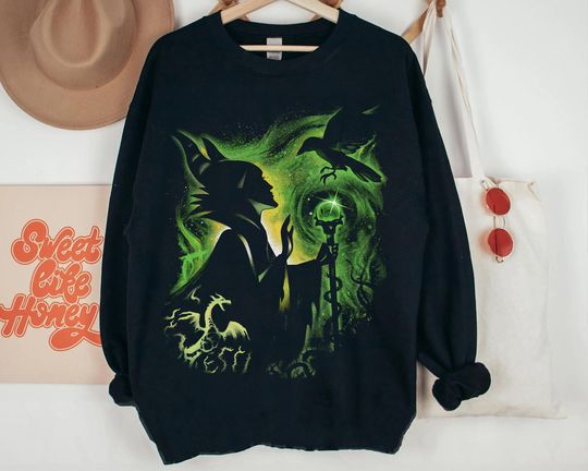 Disney Sleeping Beauty Villains Maleficent Portrait Retro Shirt, Disneyland Vacation Trip Unisex T-shirt Family Birthday Gift Adult Kid Tee