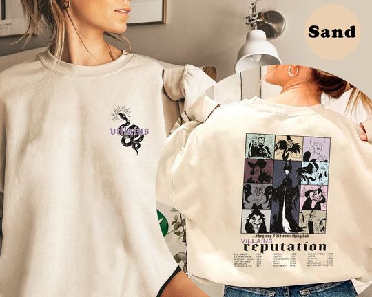 Vintage Villain Two Sided Sweatshirt, The Evil Tour, Disney Villain Shirt, Maleficent, Ursula Shirt, Disneyland World Tour 2024 Shirt