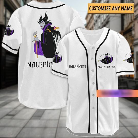 Maleficent Baseball Jersey, Disney Villain Shirts, Custom Name Shirt, Halloween Jersey, Maleficent Jersey Shirt, Sleeping Beauty Shirt