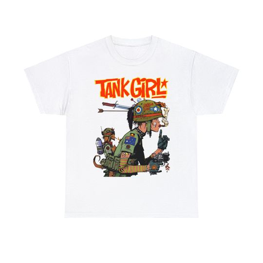 Tank Girl T Shirt Feminist Punk Gorillaz Rebecca Buck Camp Koala Booga Stevie Barney Sub Girl Jet Girl  Heavy Cotton T-Shirt