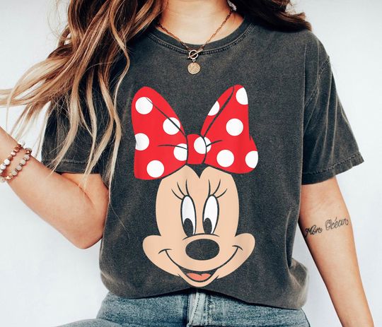 Minnie Mouse Polka Dot Bow Big Face Shirt, Mickey and Friends T-shirt