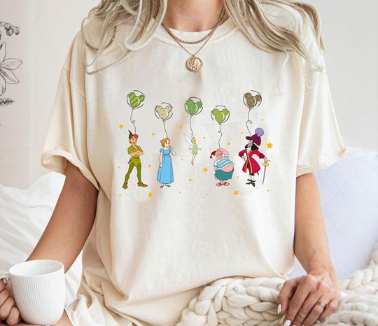 Retro Peter Pan Shirt, Wendy Darling, Smee, Tinker Bell, Captain Hook T-shirt