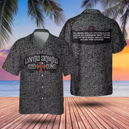 Rock Band Lynyrd Skynyrd God Guns Hawaiian Shirt, Music Lovers