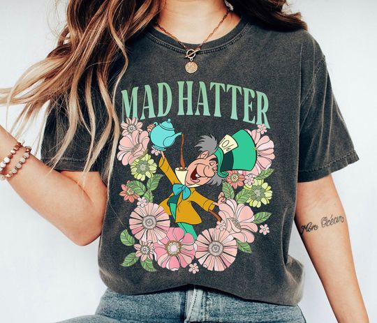 Retro Mad Hatter Floral Shirt, Alice in Wonderland T-shirt