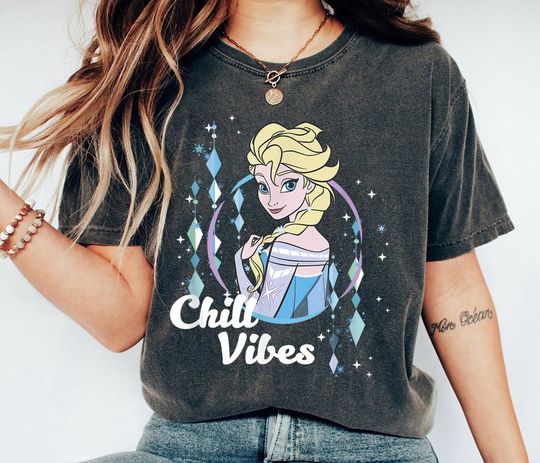Elsa Diamond Snowflake Frame Shirt, Chill Vibes T-shirt