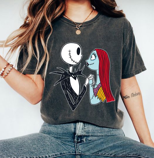 Disney The Nightmare Before Christmas Jack Skellington and Sally Couple Halloween Shirt, Disneyland Halloween Matching Family Shirt