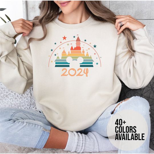 Disney Colorful Rainbow Castle Sweatshirt, Disney Vintage, Disney Family Sweatshirt, Disney Castle Sweatshirt, Disney Retro Sweatshirt 2024