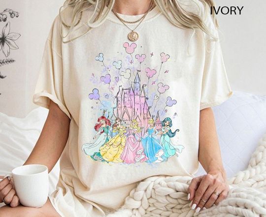 Discover Disney Watercolor Princess Shirt, Disneyworld Princess Shirt, Disneyland Princess Castle Shirt, Disney Vacation Shirt, Mickey Balloon Shirt