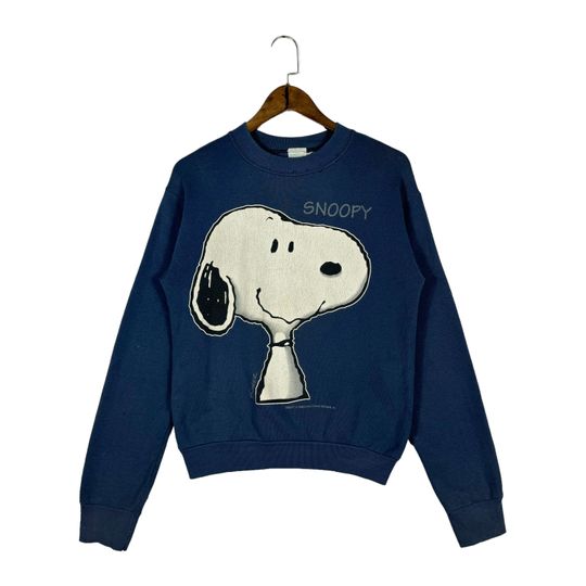 Vintage 90s Snoopy Peanuts Sweatshirt Crewneck Blue Made In USA Artex Label Pullover Jumper
