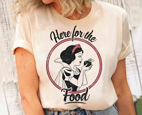 Vintage Disney Snow White Princess Shirt, Here For The Food Sketch T-shirt, Snow White And The Seven Dwarfs Tee