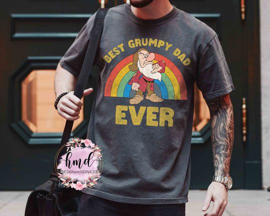 Retro Best Grumpy Dad Ever T-shirt, Grumpy Dwarf Disney Father's Day Tee, Daddy and Son Matching Tee, Disneyland Family 2024 Trip