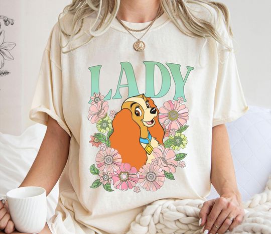 Retro Lady Dog Floral Shirt,  Lady and the Tramp T-Shirt, Disney Dogs Tee
