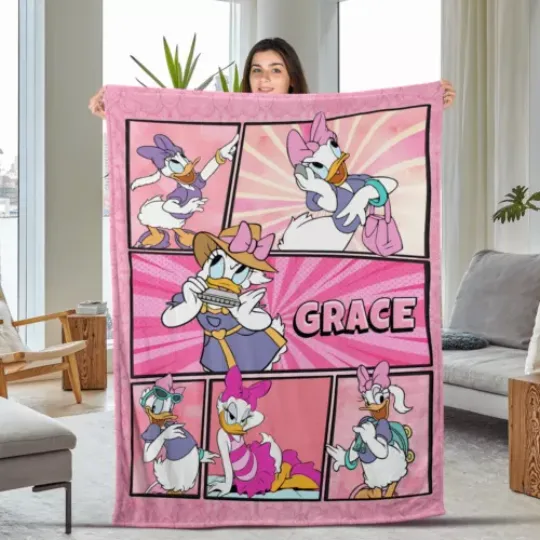 Personalized Disney Daisy Duck Plush Fleece Blanket