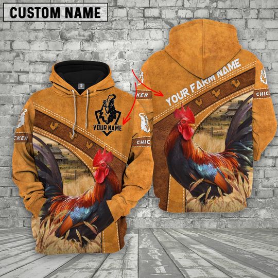 Unijames Chicken 3D Customized Name - Farm Name Hoodie
