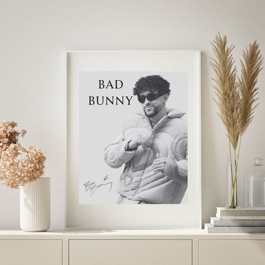 Bad Bunny poster, Bad Bunny Gifts, Poster gift, Pop music poster
