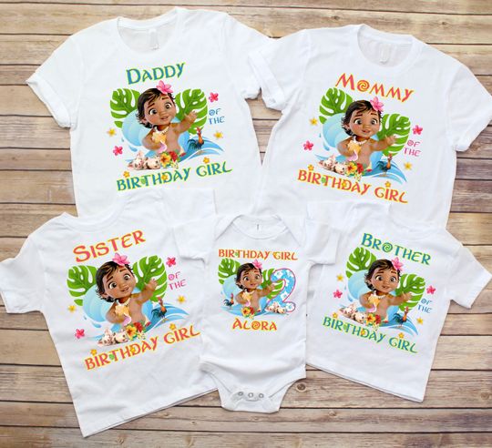 Moana Birthday Shirts Matching Birthday Birthday Girl shirt Baby Moana Family Birthday Shirt Personalized shirt Custom Moana Mom Dad Sister