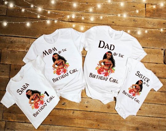 Disney Moana Family Matching Birthday Shirts, Moana Birthday Shirt, Girl Baby Moana Birthday Shirt, Baby Moana Birthday Party Shirt Tee
