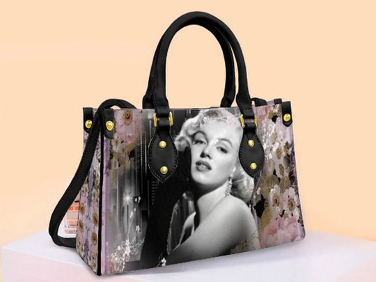 Marilyn Monroe "Pink Flowers" Leather Bag, Gift for Women