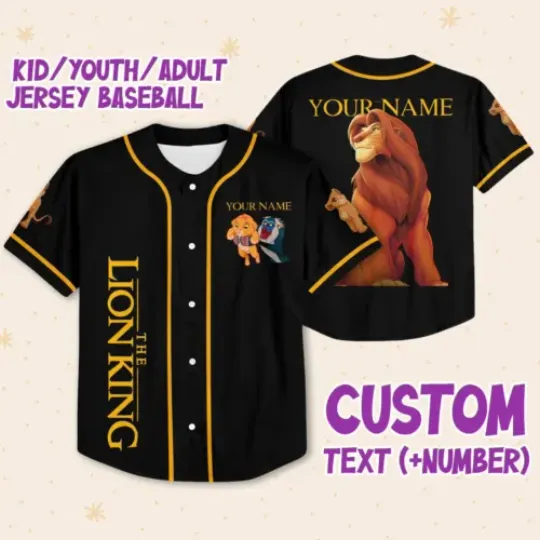 Personalize The Lion King Grow Up Custom Kids, Youth, Adult Disney Baseball Jersey