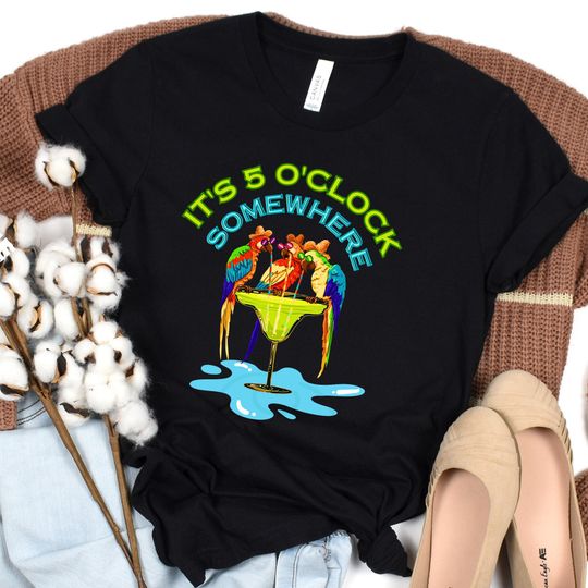 It's 5 O'clock Somewhere, Version 2, Jimmy Buffett Shirt, Jimmy Buffett Fan Gift, Jimmy Buffett Gift, Jimmy Buffett Lover Gift, Parrot Shirt
