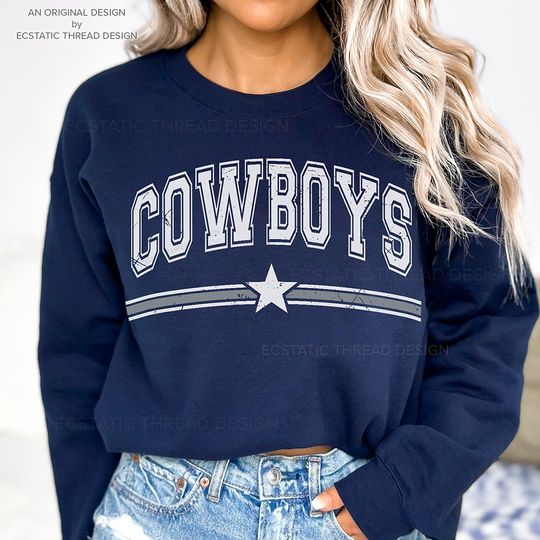 Original Vintage Cowboys Sweatshirt, Cowboys Cowgirls, Distressed Crewneck, Cowboys Western, Mascot, Men and Womens Sweatshirt, Unisex Fit