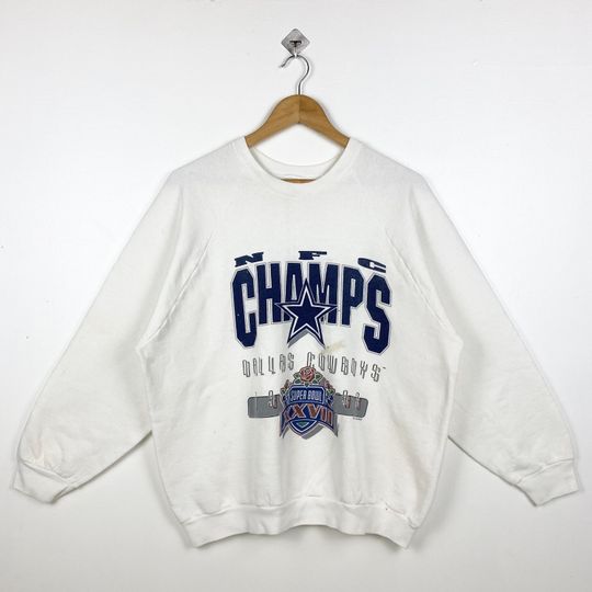 90s Distressed football Dallas Cowboys Crewneck Sweatshirt Print Logo