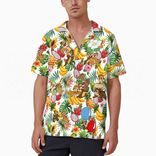 Funny Chip and Dale Hawaiian Shirt, Disney Characters Button Up Shirt