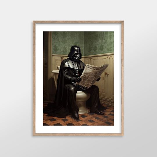 Darth Vader Poster | Star Wars Bathroom Art Prints | Antique Vintage Oil Painting Art Print for Bathroom Decor | Aesthetic Wall Art