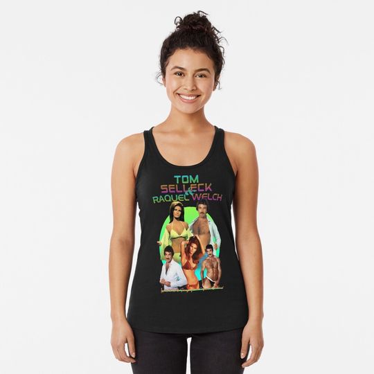 Tom selleck and Raquel actor Welch Sexy 80s Racerback Tank Top