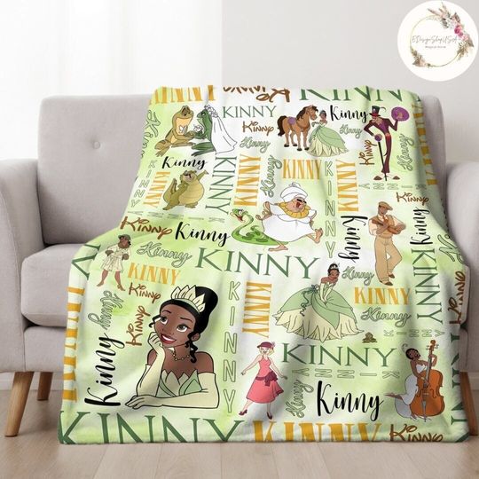 Personalized Watercolor The Princess and the Frog Disney Princess Tiana Blanket,