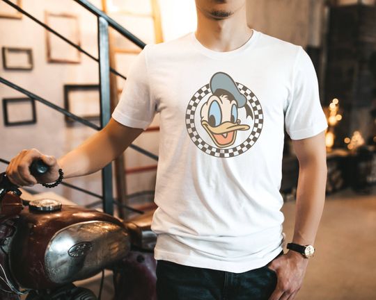Donald Duck Checkered T-Shirt, Vintage Donald Duck Tee, Retro Donald Duck Tee